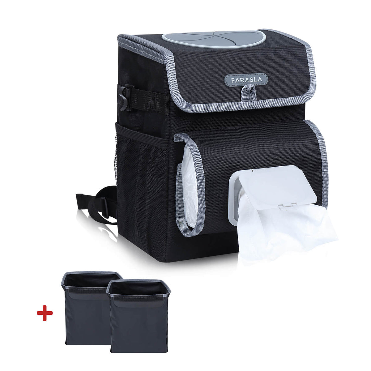 Farasla All in One Car Trash Can with 2 Removable Leakproof